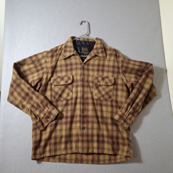 Sears Roebuck Men’s Store Flannel Shirt Large VTG 80s 70s Button Up See Pics - Picture 1 of 9